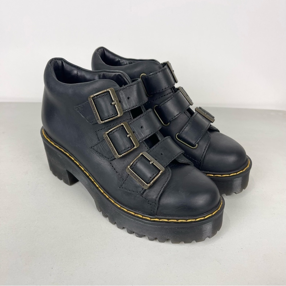 Dr. Martens Coppola Platform Ankle Boots Buckle Black Women's Size 5 Whimsigoth